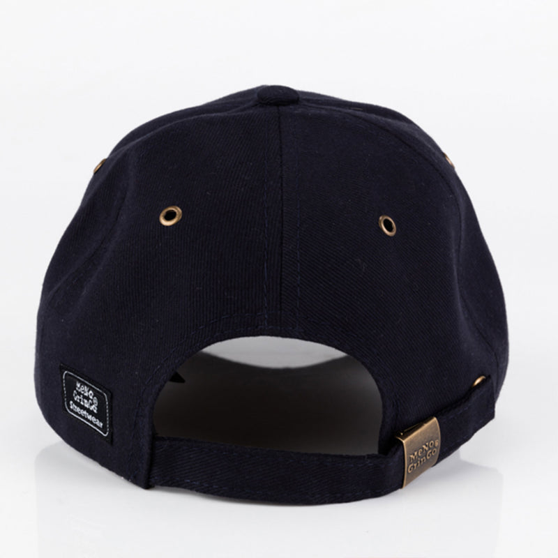 Navy Blue curved peak cap. 100% cotton