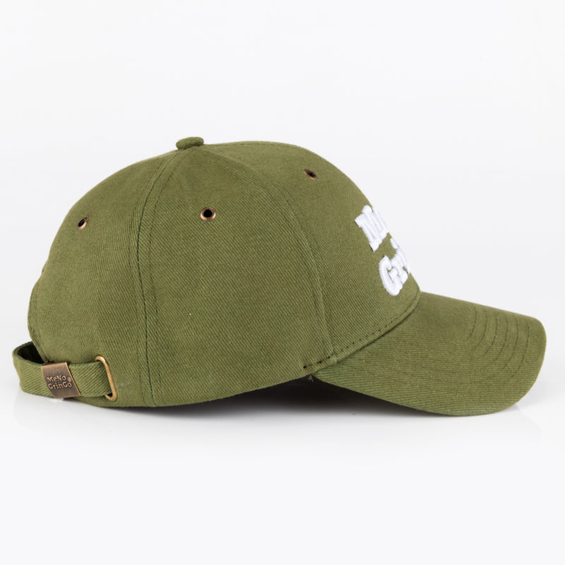 Khaki Green curved peak cap. 100% Cotton.