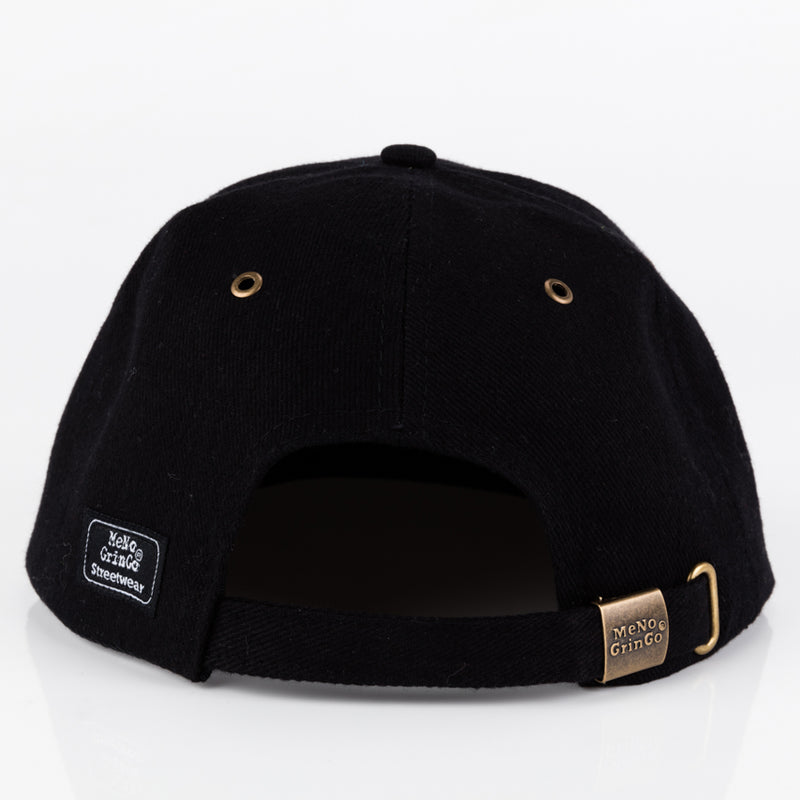 Black Flat peaked cap. 100% cotton.