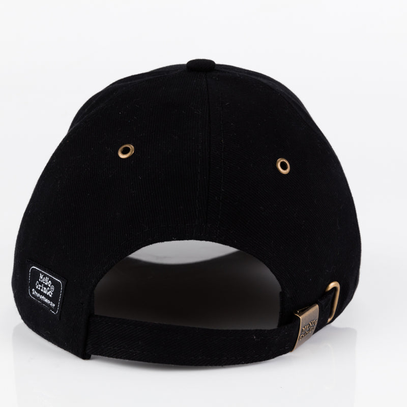 Womans Black Curved Peak Cap - 100% Cotton