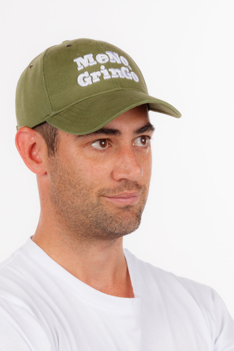 Khaki Green curved peak cap. 100% Cotton.